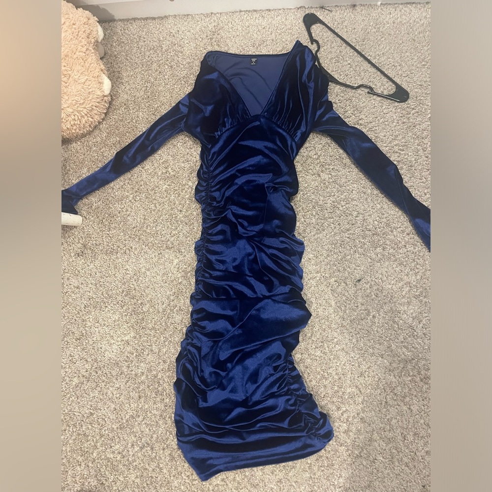 Blue velvet dress